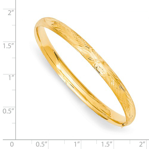 14k Yellow Gold 6in Florentine Engraved Children's Bangle Bracelet BF3/16