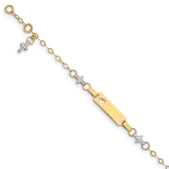 Amazon.com: Kooljewelry 14k Yellow Gold Cable Link Baby ID Bracelet with  Heart (5.5 inch): Identification Bracelets: Clothing, Shoes & Jewelry