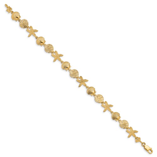 Details about   14k Yellow Gold Satin D/C Fish Starfish & Sand Dollar Charm Pendant 0.93 Inch