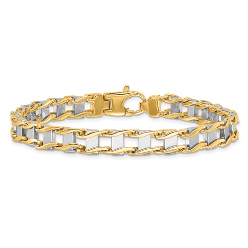 14k White Gold Mens Railroad Bracelet 825  Mens gold bracelets White  gold bracelet Mens jewelry bracelet