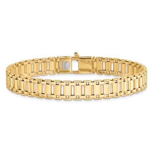 14k Yellow Gold Men's Italian Railroad Link Bracelet 8.5in GB2328.5