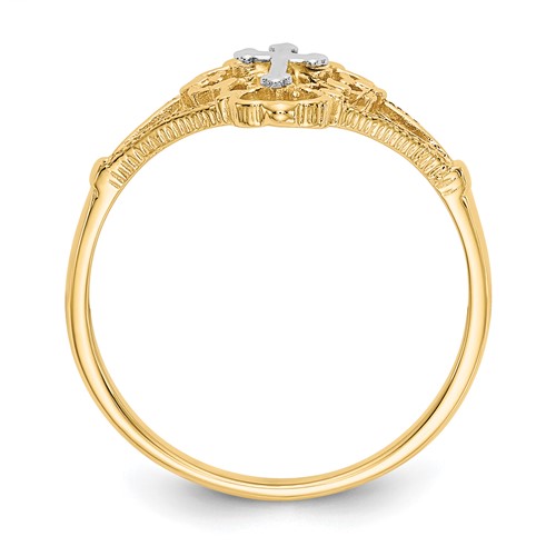 14k Two-tone Gold Diamond Cut Cross Ring K3939 | Joy Jewelers
