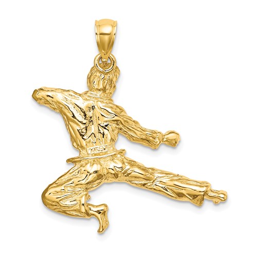 14k Yellow Gold 3D Karate Man Pendant 1in K8761 Joy Jewelers