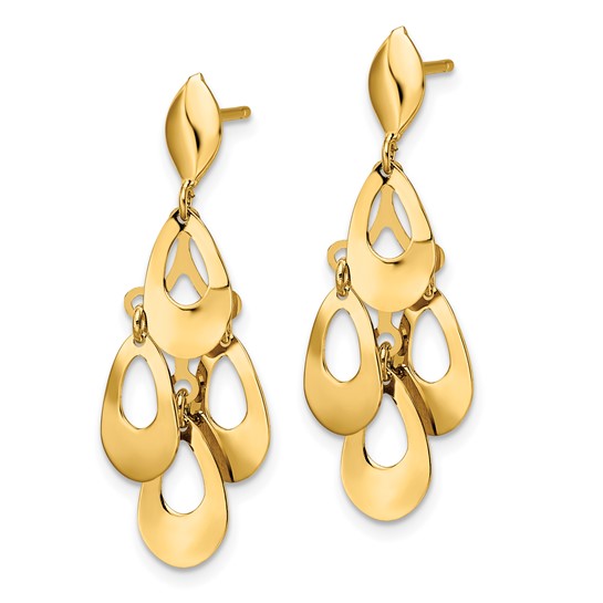 14k Yellow Gold Chandelier Drop Dangle Earrings with Tear Drop Accents ...