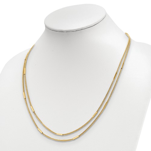 14k Yellow Gold TwoStrand Bar Station Necklace 18in JJLF138618