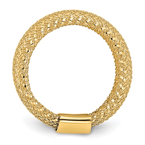 14k Yellow Gold Wide Stretch Mesh Ring JJLR108 | Joy Jewelers