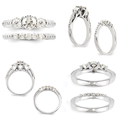 1 1/2 CT TW 3-Stone Moissanite Wedding Ring Set MTR101E | Joy Jewelers