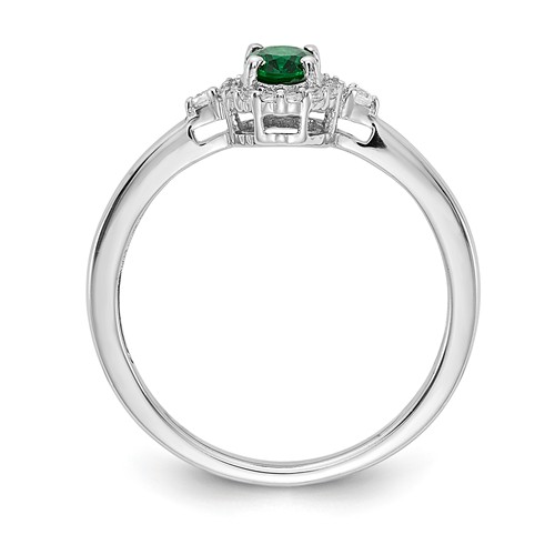 14K White Gold 2/3 ct tw Oval Emerald Halo Ring with Diamonds RM5756-EM ...