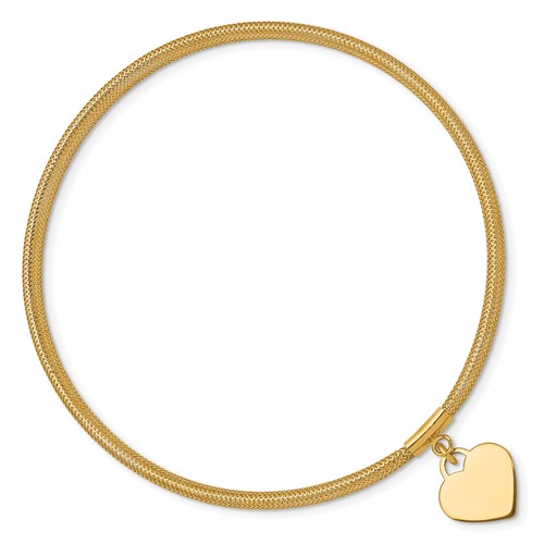 14k Yellow Gold Italian Heart Stretch Mesh Bracelet SF2749
