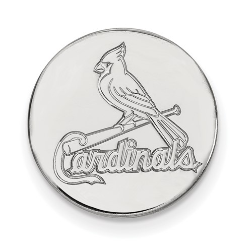 Sterling Silver St. Louis Cardinals Black Leather Oval Key Chain SS011CRD-K1