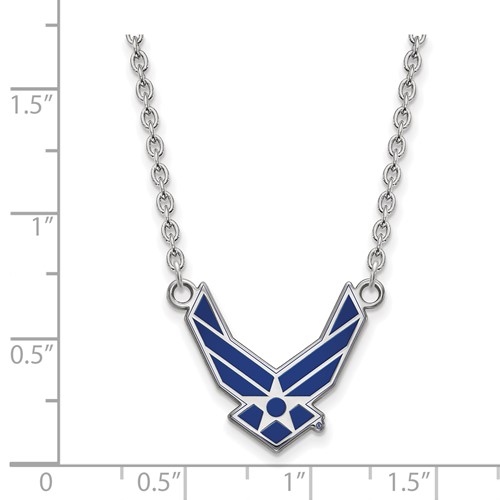 Sterling Silver Blue U.S. Air Force Symbol Necklace 18in Sterling Silver Blue U.S. Air Force Symbol Necklace 18in