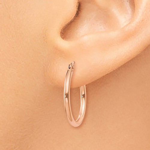14kt Rose Gold 3/4in Classic Hoop Earrings 2mm TE530 | Joy Jewelers