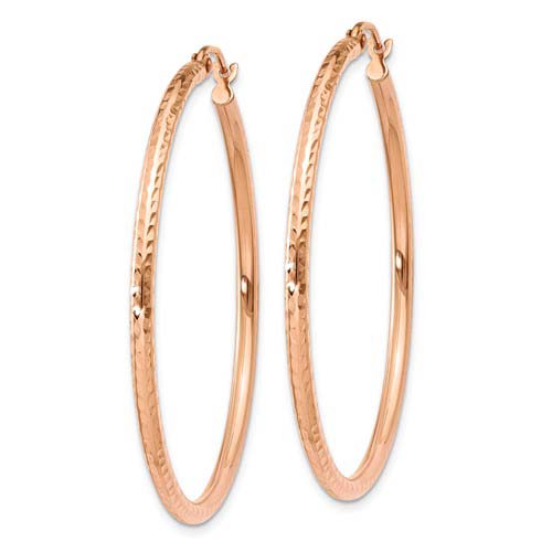 14kt Rose Gold 1 3/4in Light Diamondcut Hoop Earrings 2mm TF819