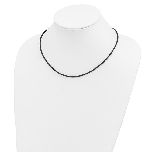 Black Rubber Cord 18in Necklace with 14kt Yellow Gold Clasp XG26518