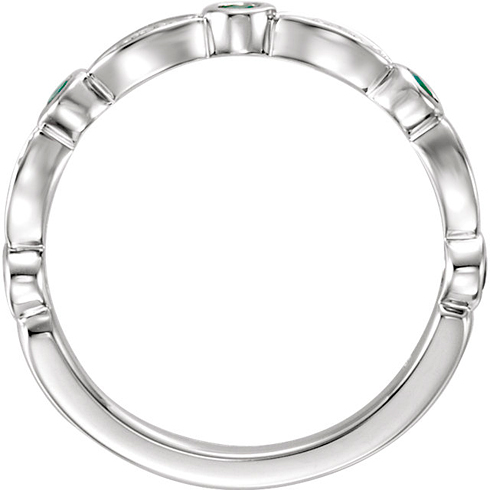 14kt White Gold Emerald and 1/6 ct Diamond Stackable Ring JJ651989-EM