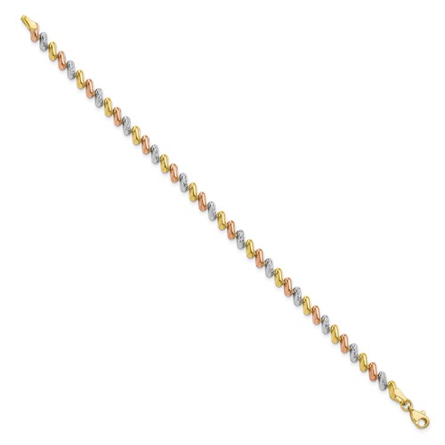 10K Gold Tri-Color Heart Ankle Bracelet - JCPenney