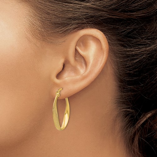 Silver 40MM Laser Cut Spring Clip Hoop Earrings | Icing US