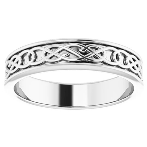 14k White Gold 5mm Celtic Design Wedding Band JJ51745W | Joy Jewelers