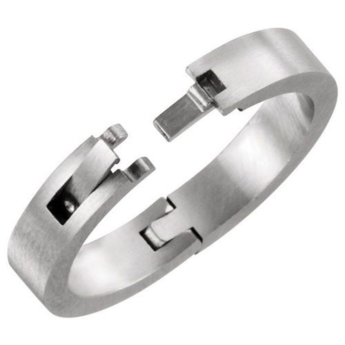 14k White Gold 4mm CLIQ Ladies' Hinged Adjustable Flat Wedding Band For