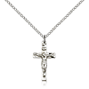 Sterling Silver 7/8in Crucifix Pendant & 18in Chain