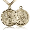 Gold Filled 7/8in Round Scapular Medal & 24in Chain