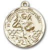 14k Yellow Gold Round St Christopher Be My Guide Medal 1in