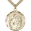 Gold Filled 1in Round St Joseph Medal & 24in Chain