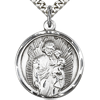 Sterling Silver 1in St Joseph Disc Medal & 24in Chain