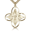 Gold Filled 1 1/8in Cut-Out Four Way Medal & 24in Chain