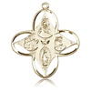 14k Yellow Gold 1 1/8in Cut-out Four Way Medal