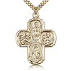 Gold Filled 1 3/8in Five Way Medal & 24in Chain