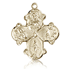 14kt Yellow Gold 1 1/8in Four Way Medal