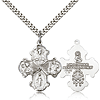 Sterling Silver 1 1/8in Four Way Medal & 24in Chain