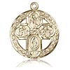 14kt Yellow Gold 1 1/8in Round Four Way Medal