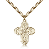Gold Filled 1in Four Way Medal & 24in Chain