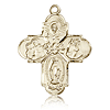14kt Yellow Gold 1in Four Way Medal
