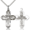 Sterling Silver 3/4in Five Way Medal & 18in Chain