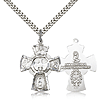 Sterling Silver 1 1/8in Five Way Medal & 24in Chain