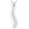 14k White Gold 1/10 CT TW Journey Diamond 18in Necklace