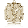14k Yellow Gold St Florian Shield Medal 3/4in
