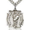 Sterling Silver 3/4in Florian Medal Charm & 24in Chain