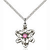 Sterling Silver 5/8in Chastity Pendant with 3mm Rose Bead & 18in Chain