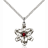 Sterling Silver 5/8in Chastity Pendant 3mm Garnet Bead & 18in Chain