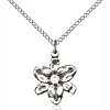 Sterling Silver 5/8in Chastity Pendant 3mm Crystal Bead & 18in Chain