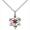 Sterling Silver 5/8in Chastity Pendant with 3mm Ruby Bead & 18in Chain