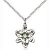 Sterling Silver 5/8in Chastity Pendant 3mm Peridot Bead & 18in Chain