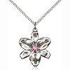 Sterling Silver 7/8in Chastity Pendant with Rose Bead & 18in Chain