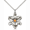 Sterling Silver 7/8in Chastity Pendant with Topaz Bead & 18in Chain