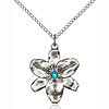 Sterling Silver 7/8in Chastity Pendant with Zircon Bead & 18in Chain