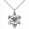 Sterling Silver 7/8in Chastity Pendant with Amethyst Bead & 18in Chain